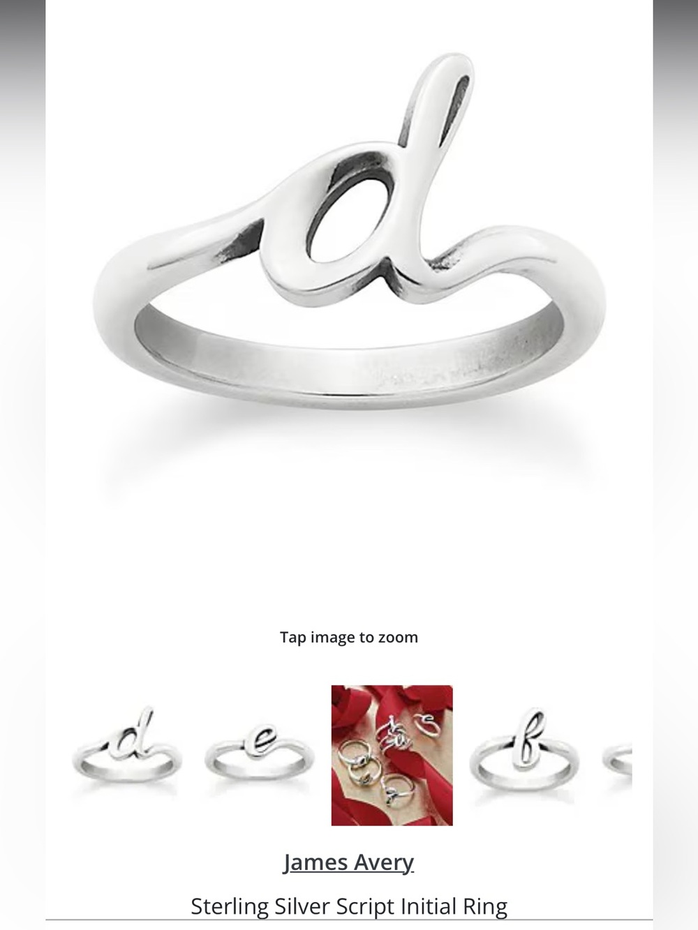 James Avery Sterling Silver Script Initial 'd' Ring - Silver